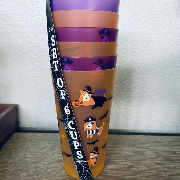 6-pc Halloween Dog Drinking Cups Tumblers Set - Picture 2 of 3